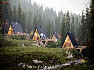 三角形特色木屋，适合森林